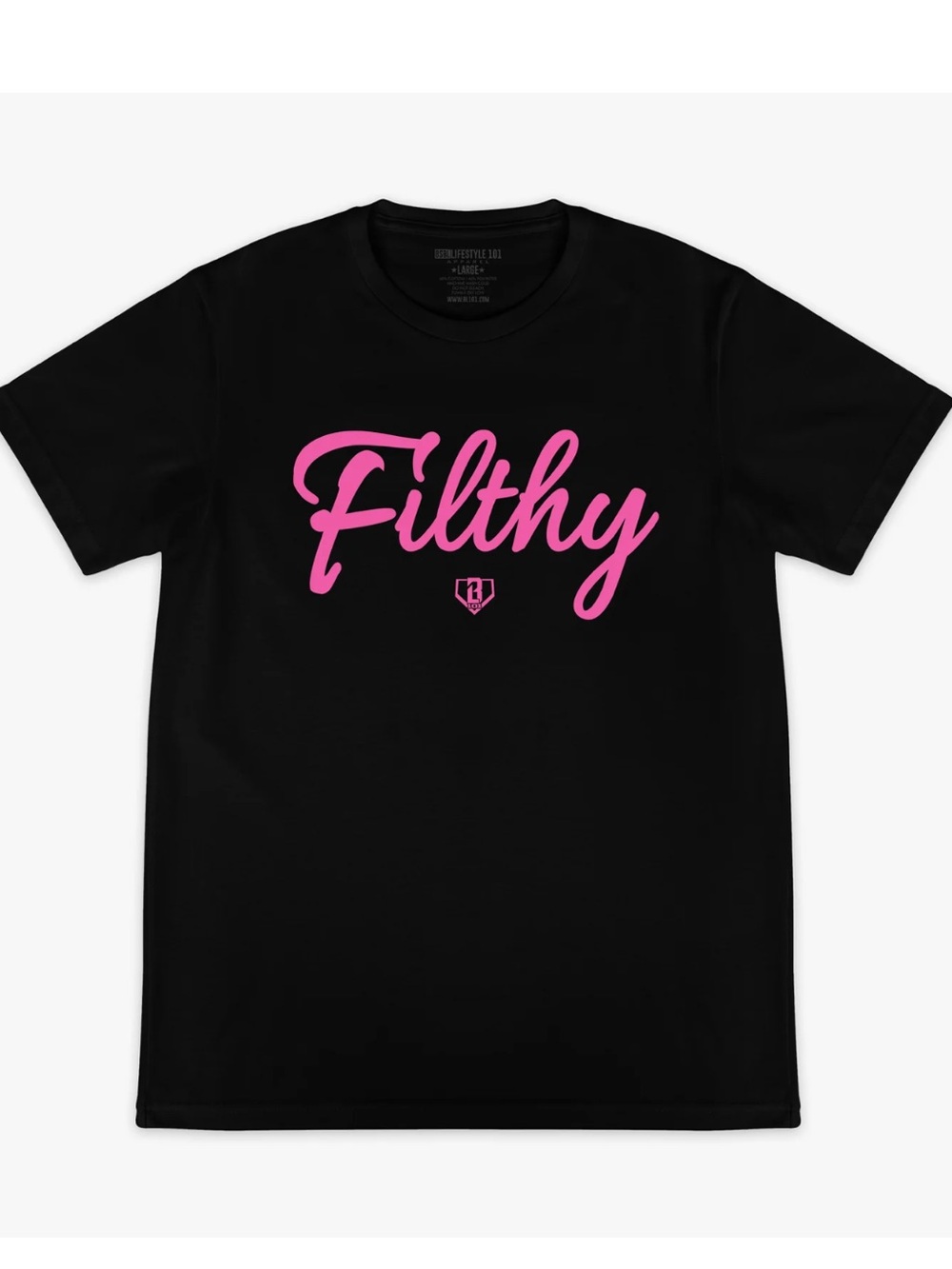 Baseball Lifestyle 101 Filthy Tshirt Large Black and Pink